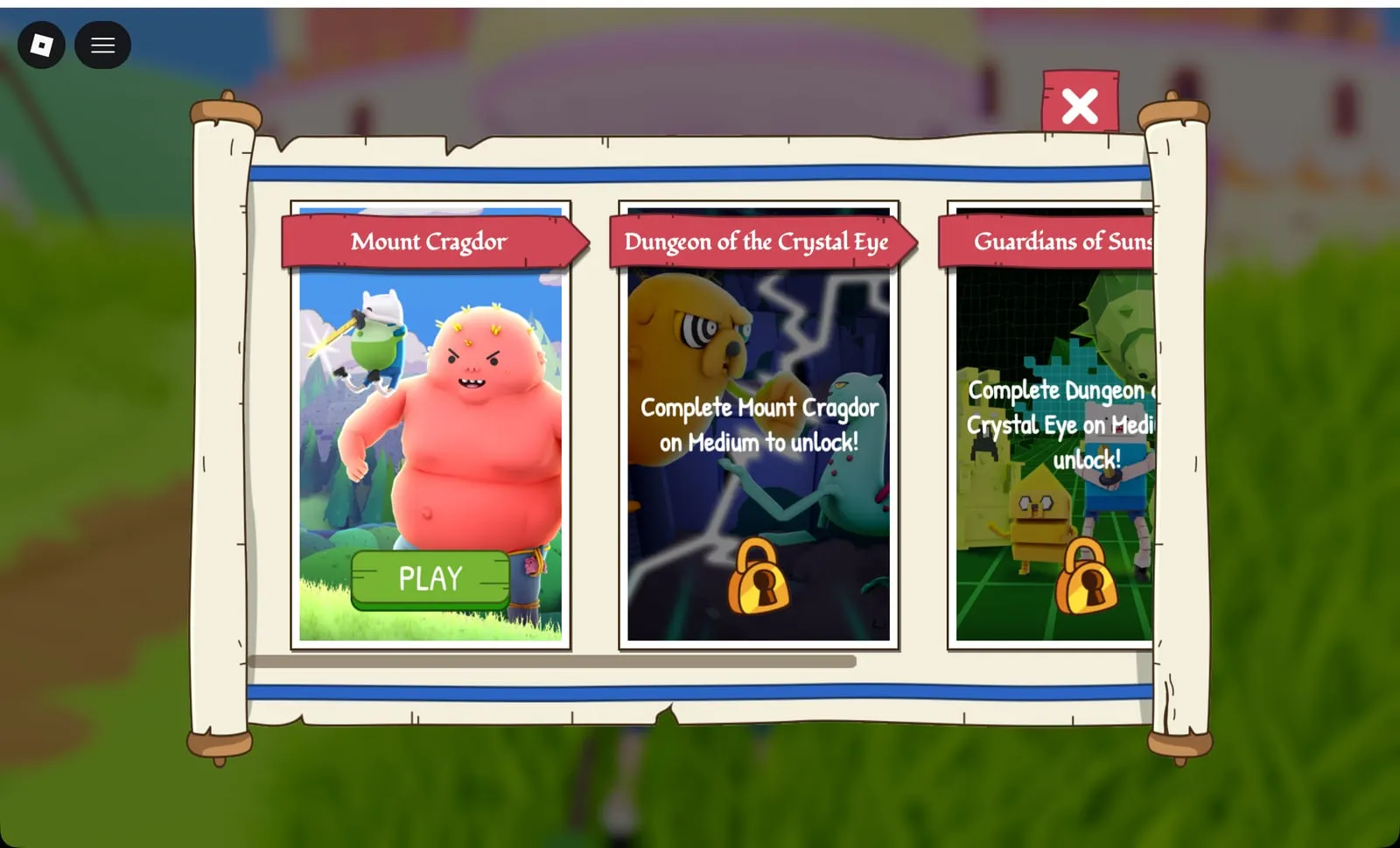 Adventure Time RPG adventure list: Mount Cragdor open, Crystal Eye and Guardians of Sunshine locked