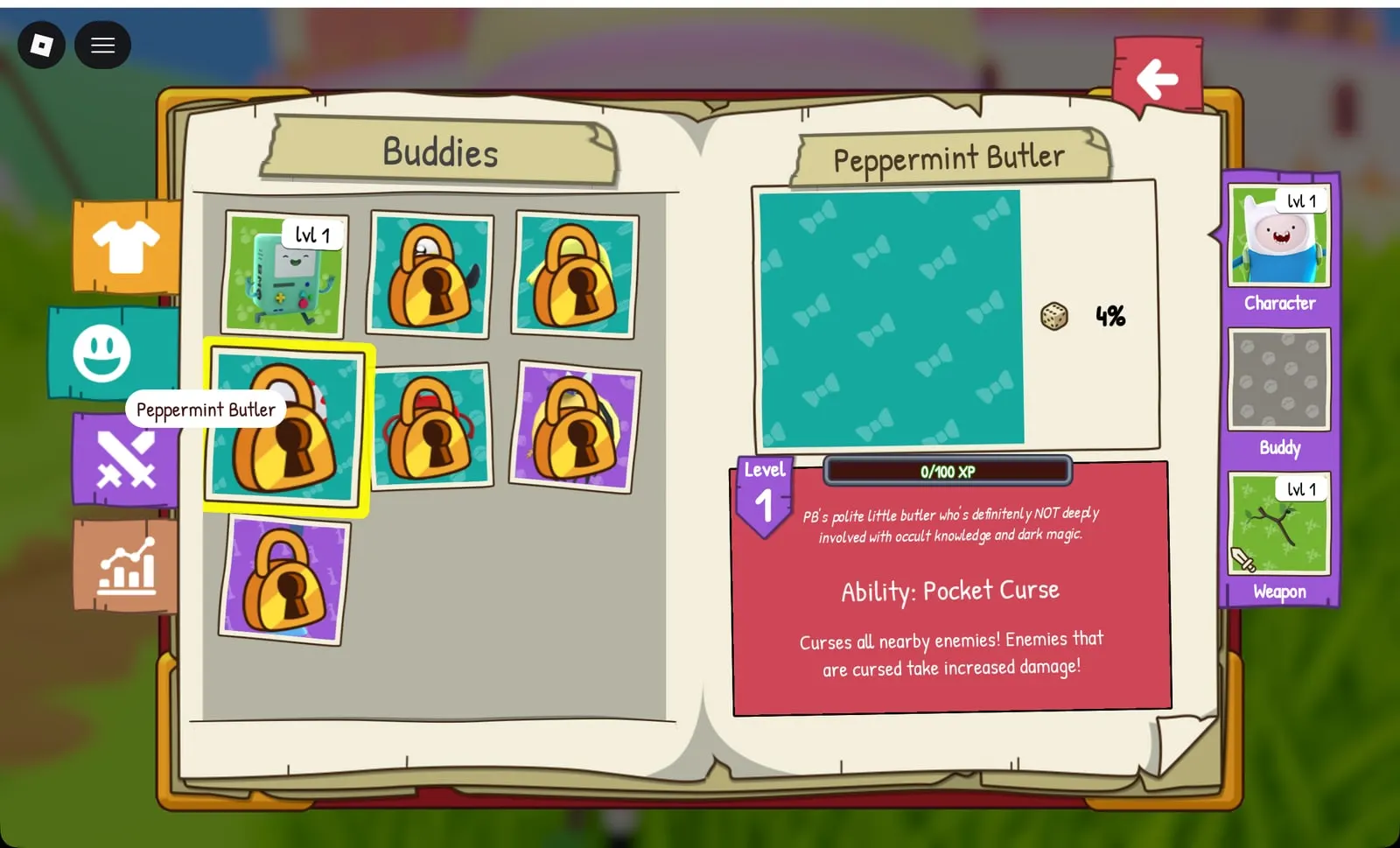 Adventure Time RPG Peppermint Butler buddy: Pocket Curse ability