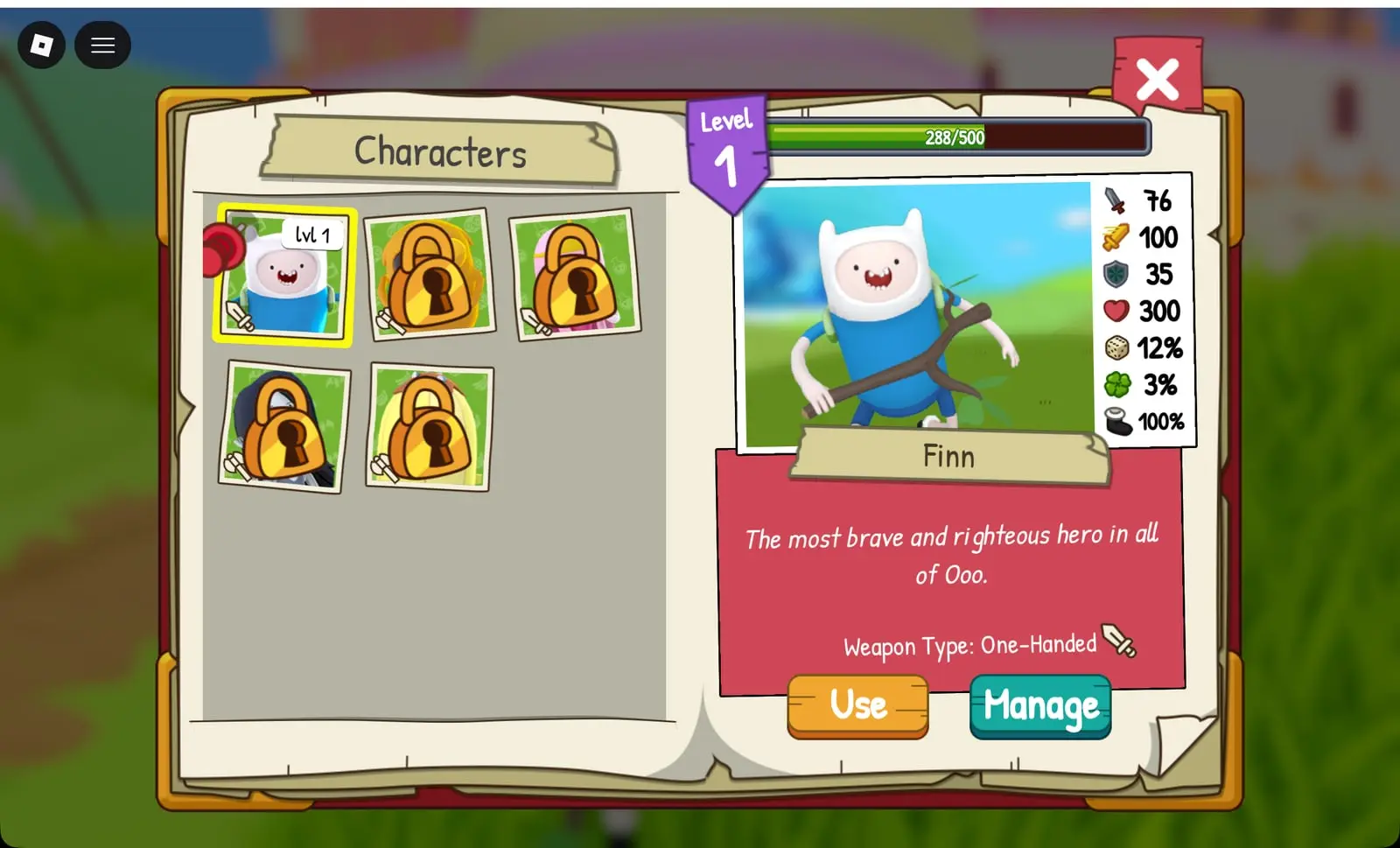 Finn in Adventure Time RPG
