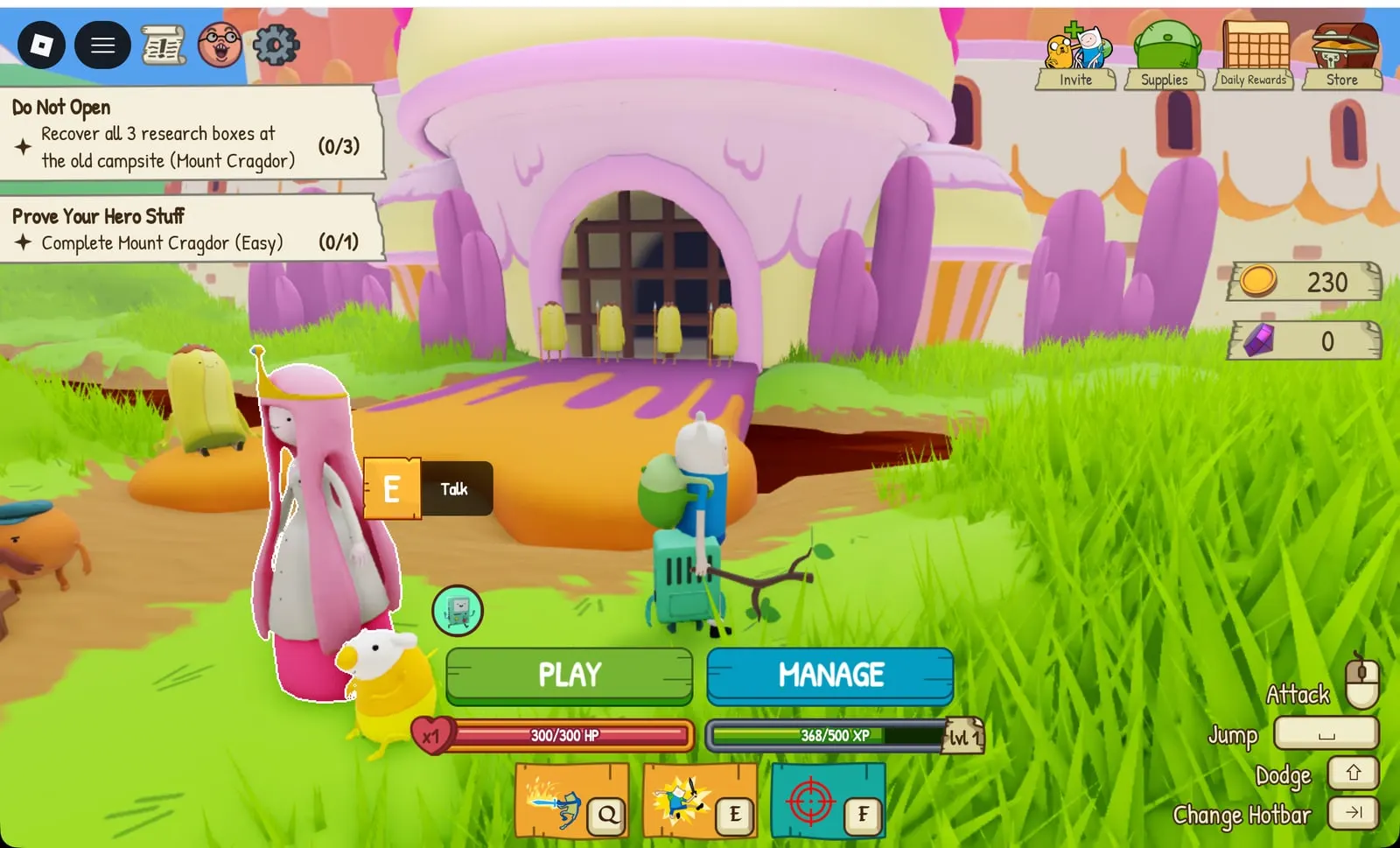 Adventure Time RPG Do Not Open quest: recover 3 research boxes at the old campsite
