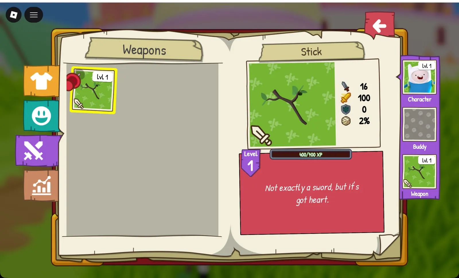 Adventure Time RPG Stick weapon, level 1